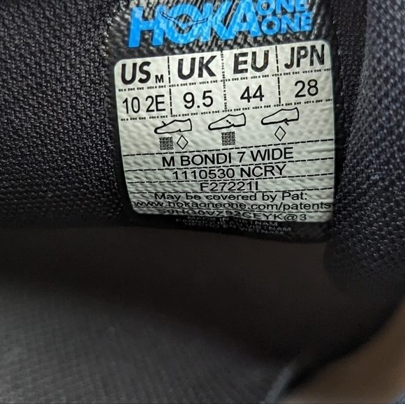 Hoka One One Bondi 7  1110530-NCRY Men's Size 10 2E gray - Picture 5 of 10